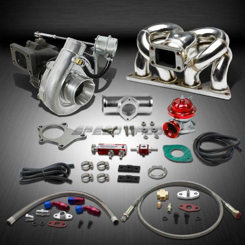 T04 .63ar 400+hp boost 8pc turbo charger+ram horn manifold kit for honda b16/b18