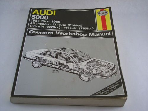 Audi 5000, 1984 thru 1988 haynes repair manual, free shipping within the usa!!!