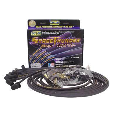 Taylor cable spark plug wires streethunder spiro-wound 8mm black stock boots gm