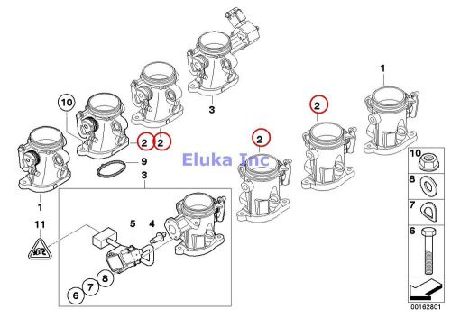 4 x bmw genuine throttle housing assembly cylinder 2 3 6 7 e90 e90n e92 e92n e93