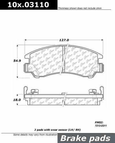 Centric 105.03110 brake pad or shoe, front-posi-quiet ceramic w/shims-preferred