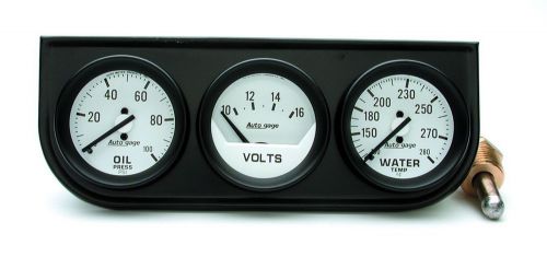 Auto meter 2327 3 gauge set 100 psi / 10-16v / 280f - autogage white/black
