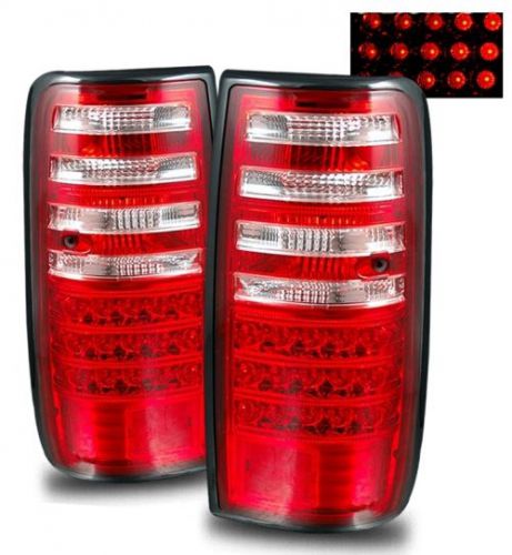 Fit 91-97 toyota land cruiser red clear led tail lights brake lamps left+right