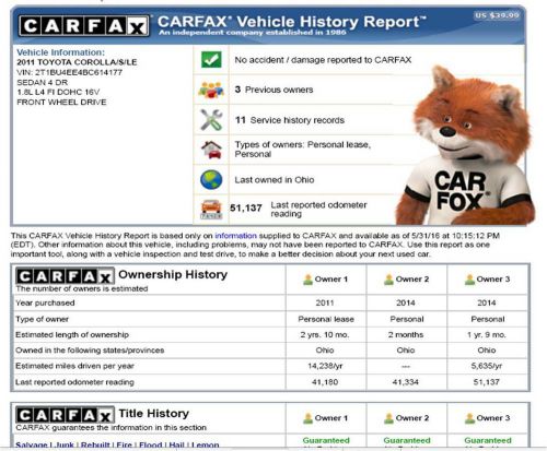 Carfax vehicle report by license plate and state