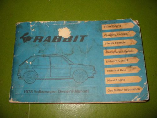 Owners manual for 1978 volkswagen rabbit...original...fair condition