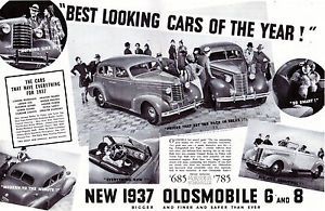 Vintage original 1937 oldsmobile 6 &amp; 8 magazine advertisement 13 1/2&#034; x 21&#034;