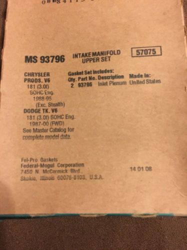 Fel-pro plenum gasket set ms93796