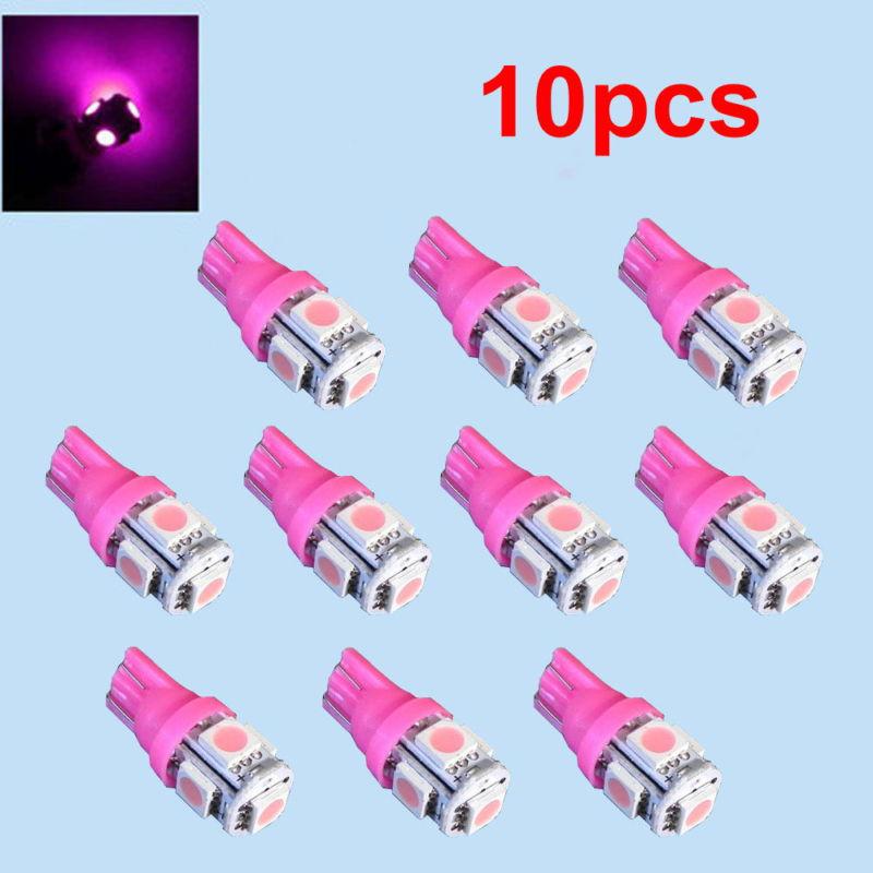 10x pink t10 5smd 5050 xenon side marker 194 168 w5w car led wedge light bulbs 