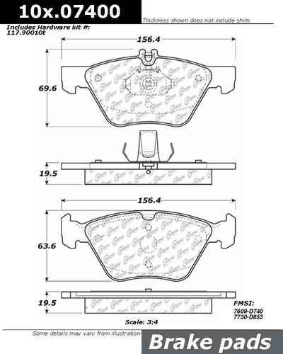 Centric 104.07400 brake pad or shoe, front