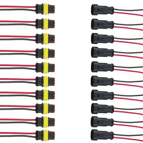 10sets 2 pin car motorcycle waterproof electrical connector plug with wire awg