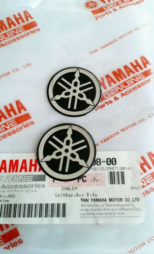 ×2yamaha logo100% genuine 40mm tuning fork logo black slver sticker emblem decal