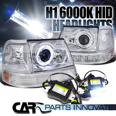 98-00 ranger chrome halo projector headlight+corner bumper lamp+h1 6000k hid kit