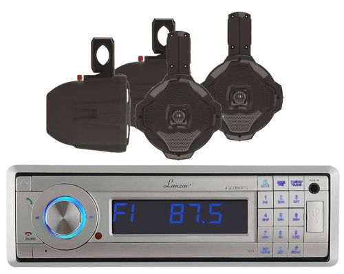 Lanzar bluetooth marine usb aux amfm radio,2 white lanzar 6.5&#034;wakeboard speakers