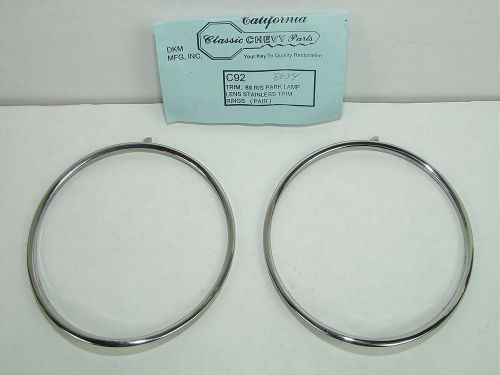 1968 camaro rs park light, lamp lens polished stainless trim set show quality