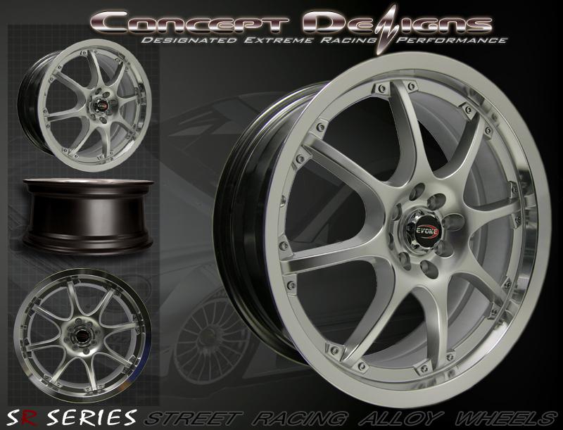 18" evoke c8 wheels rims 4 lugs hypersilver 4x100/108 new