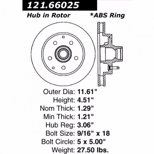 Centric 121.66025 disc brake rotor for chevy suburban savana express yukon tahoe