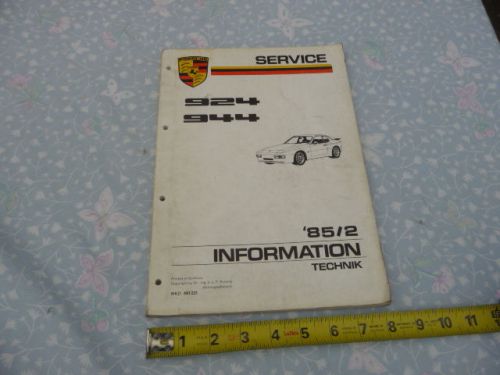 Porsche 924 944 factory technik information manual 85/2 wkd 491 221