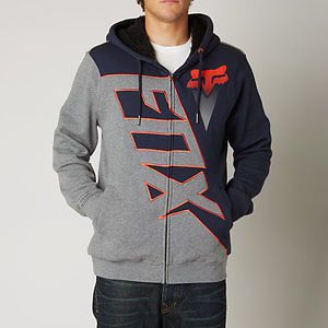 Fox racing diamond mens sherpa zip up hoody indigo/blue sm