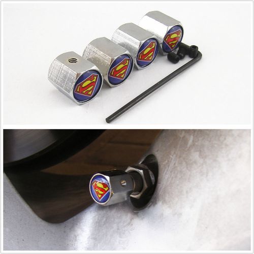 Car suv pickup wheel tire stem superman logo metal anti-theft locking caps cover