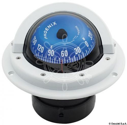 Riviera boat marine high speed compass 3&#034; 80mm white/blue front rose