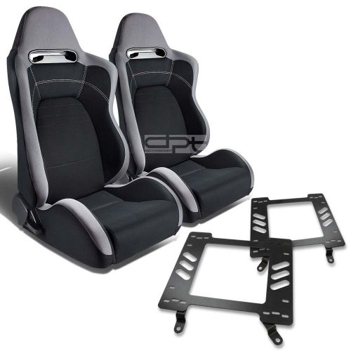 Type-r racing seat gray black cloth+silder+for 63-72 chevelle bracket x2