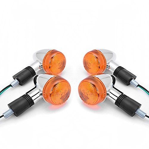 Astra depot 4x amber lens chrome housing bullet front rear turn signal blinker