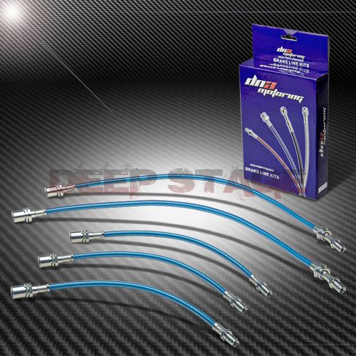 Stainless braided hose racing drum brake line for 90-93 acura integra b18 blue