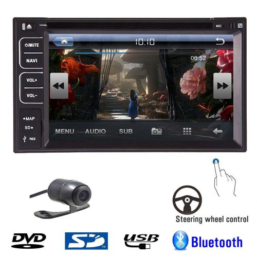 Double 2 din car stereo indash dvd cd player subwoofer auto bt radio+rear camera