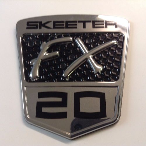 Skeeter boat fx20 chrome emblem 4&#034; x 4 1/4&#034; windshield black/silver