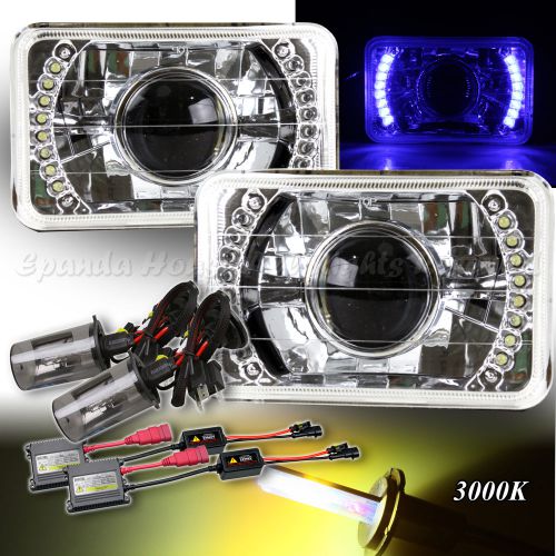 Blue led signal for euro cars!4x6 h4651 h4656 projector headlights h4 hid 3000k