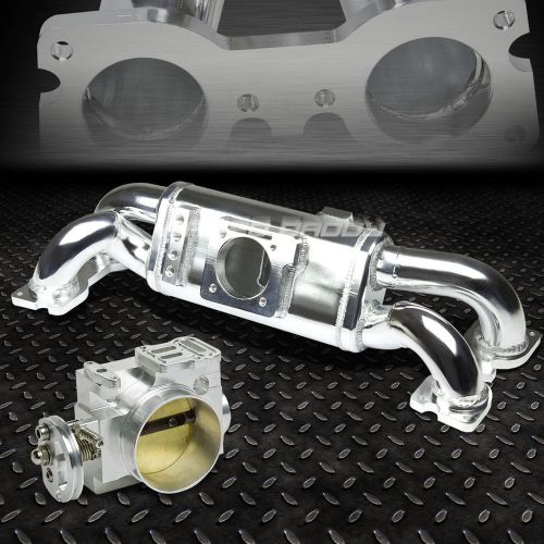 Short runner turbo intake manifold+silver throttle body for wrx/sti ej20/ej25