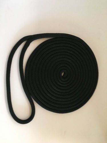 (4) 1/2&#034;x 25&#039; black dock line double braid nylon made in the usa