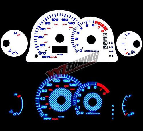 Blue reverse el indiglo glow white gauge face for 00-05 eclipse 2.4l i4/3.0l v6