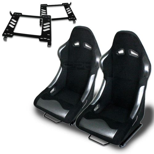 Type-2 bucket seat black woven+silder+for 90-99 toyota mr2/mr-2 sw20 bracket x2