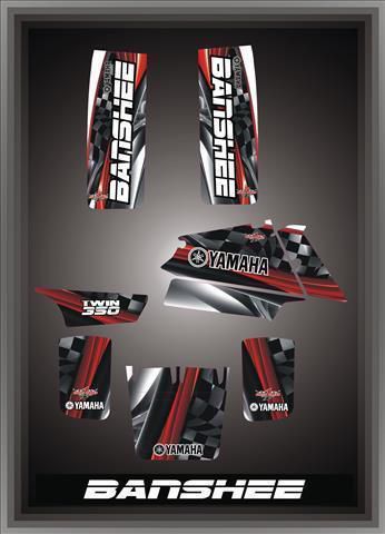 Yamaha banshee 350semi custom graphics kit carbon