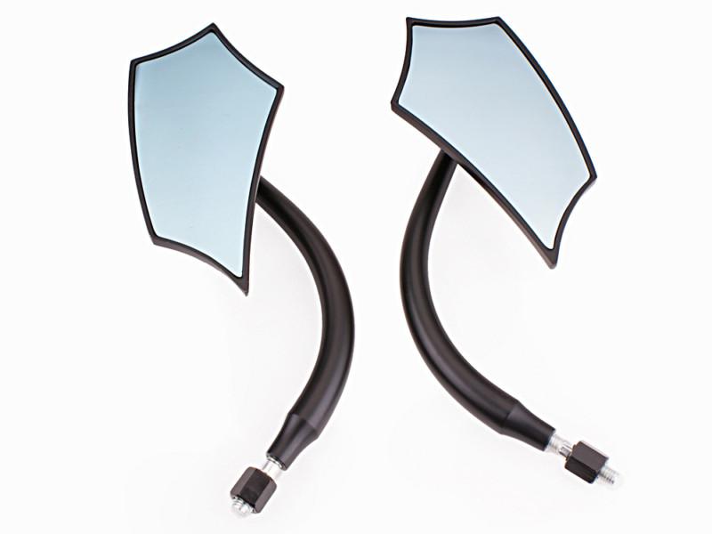 Black motorcycle oblique spear mirrors for yamaha virago raider vstar dual sport