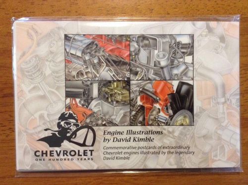 Chevrolet engine illustrations 100 yr commemorative postcards david kimble chevy