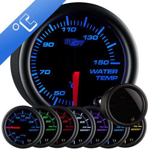 New! 52mm glowshift smoked lens 7 color led water temp °c gauge meter kit