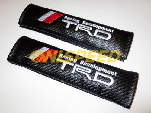 Trd black carbon fiber seat belt shoulder pads/cover 2 pieces toyota racing jdm