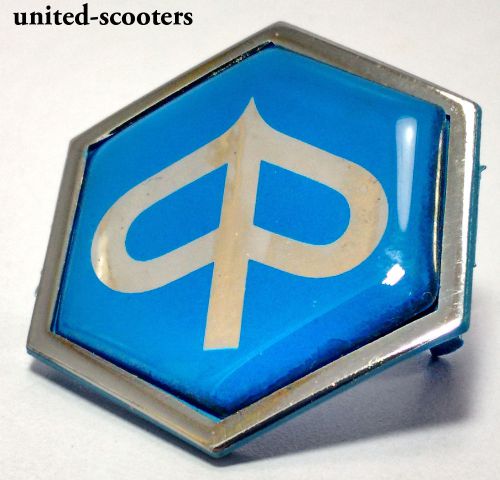 Vespa px125 px150 p200e t5 lml emblem badge hex blue color chrome new p2009