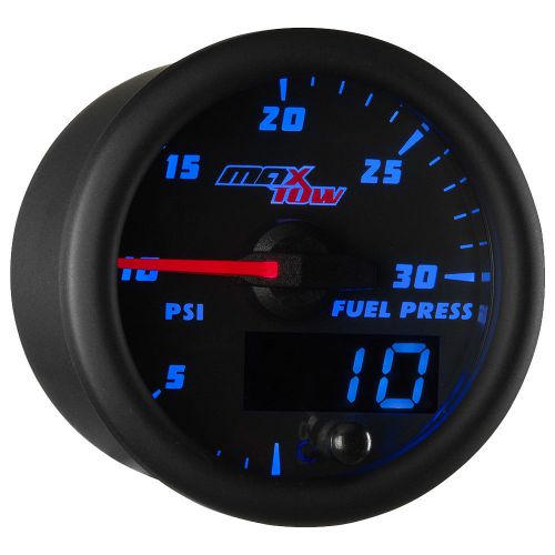 52mm black &amp; blue maxtow double vision 30 psi fuel pressure gauge - mt-bdv11_30