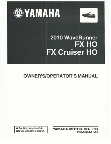 Yamaha owners manual book 2010 waverunner fx cruiser high output ho