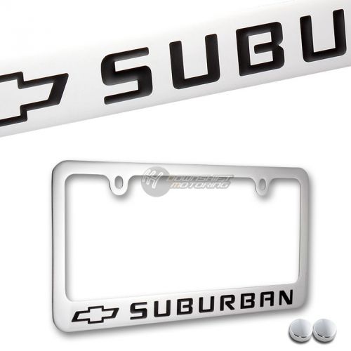 Chevrolet suburban chrome brass metal license plate frame  w/ screw caps chevy