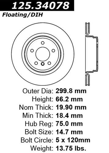 Centric 125.34078 rear brake rotor/disc-high carbon rotor-preferred