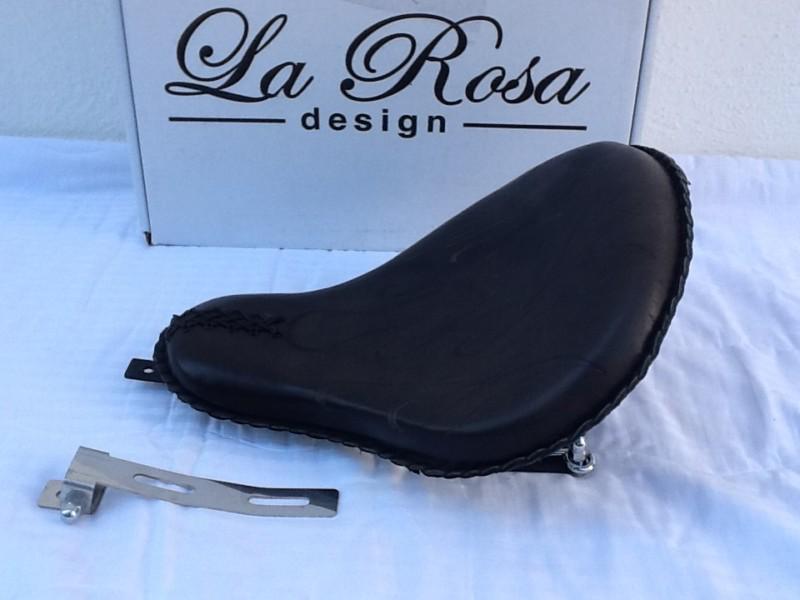 15" la rosa black leather flame design harley chopper spring & solo seat kit