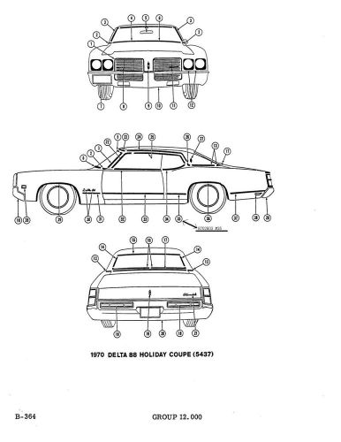 8702603 nos gm 70 olds delta 88 holiday coupe front of wheel opening mldg