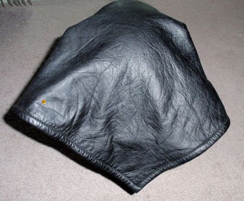 Soft black leather fleece lined face mask bandana neck warmer one size velcro