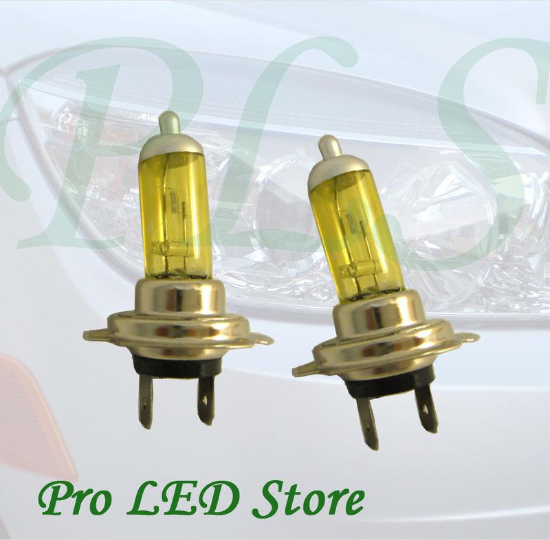 Two pcs h7 3000k 100w amber yellow high low beam fog light bulbs plug and play