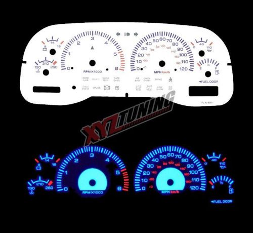 Blue reverse el indiglo glow white gauge face for 97-00 dakota / durango