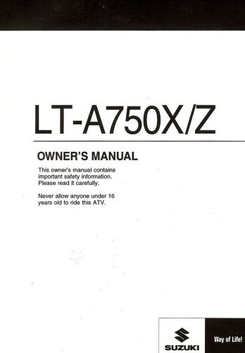 2013 suzuki lt-a750x/z kingquad atv owners manual-lt a750 x z-king quad-lta750